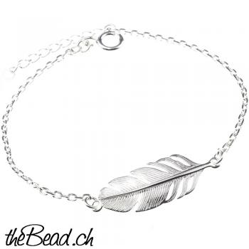 925 sterling silver feather bracelet