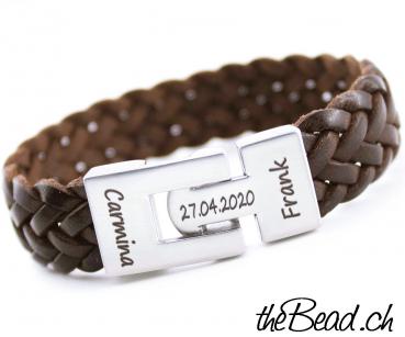 braided leather bracelet with stainless steel clasp