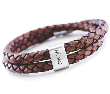 Braided Leather Bracelet in brown