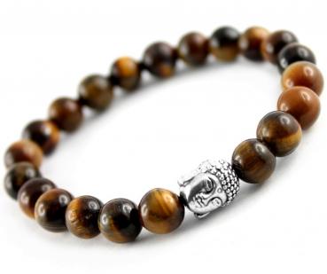 Tigerauge Armband mit Buddha Perle