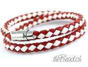Herren Lederarmband in ROT und WEISS mit Magnetverschluss
