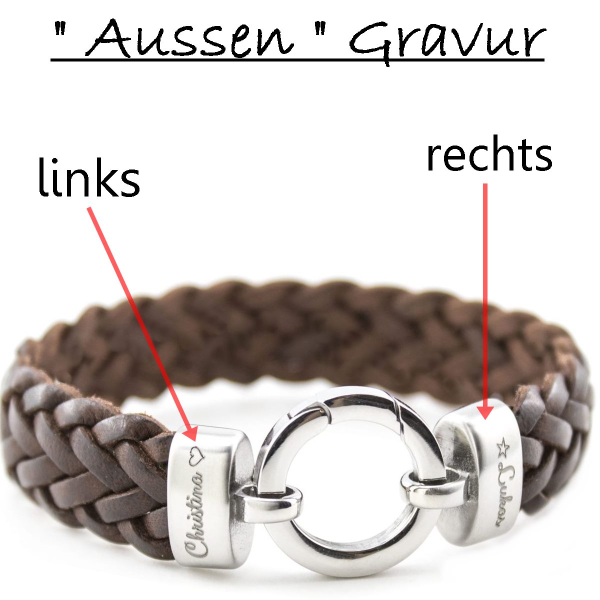 herrenarmbaender mit gravur braun