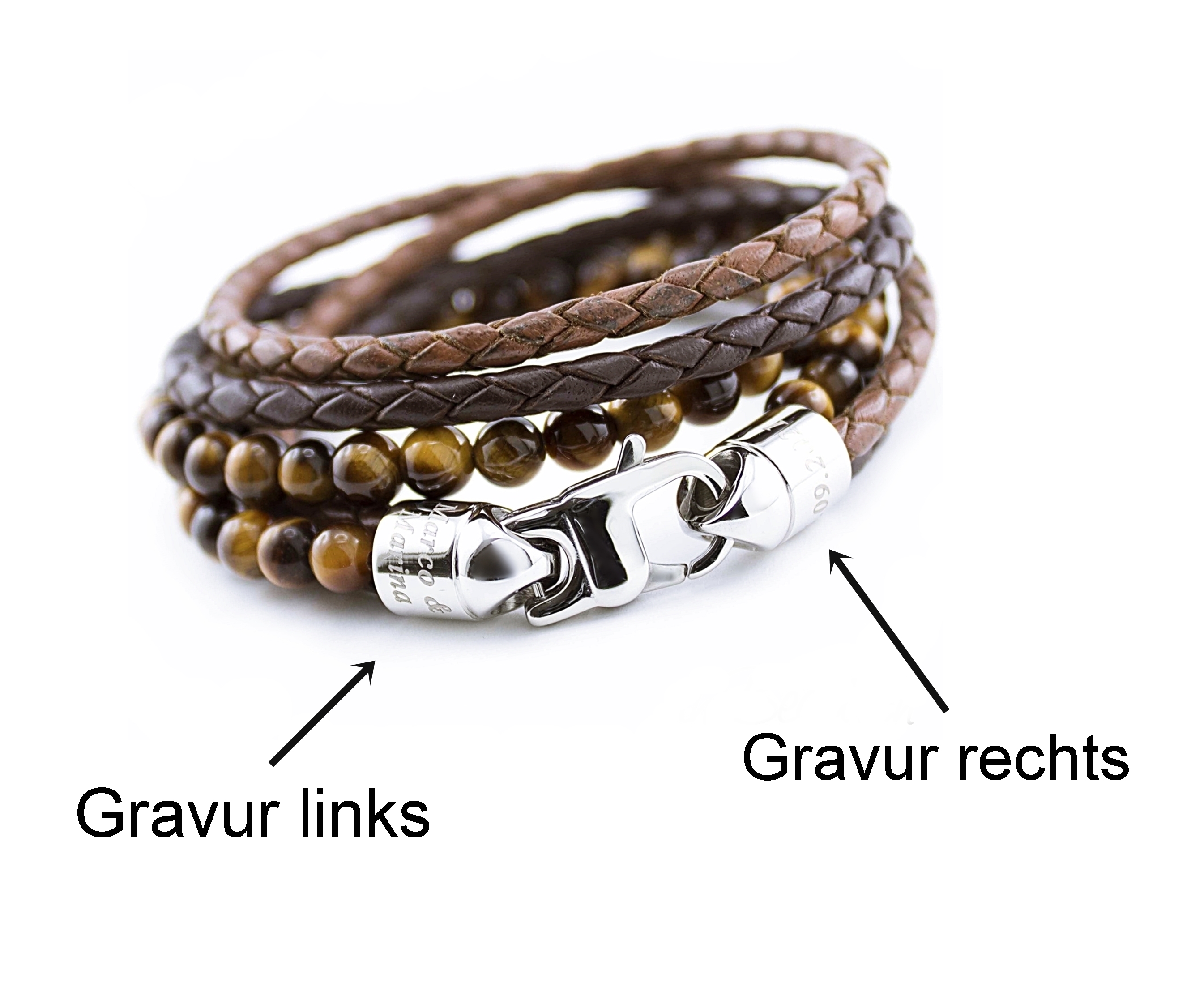 Herren Armband mit Gravur in braun 