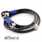 Preview: men anchor leather bracelet in black