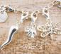 Preview: Glücksbringer Kleeblatt 925 Sterling Silber Charm mit Karabiner