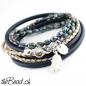 Preview: Damen perlenarmband  und echtperlen sowie feder anhänger venus flower pendant bracelet theBead wickelarmband