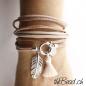 Preview: Wickelarmband mit feder anhänger aus silber und lederschmuck geschenkidee