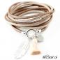 Preview: feder armband camel  und silberfeder anhänger wickelarmband