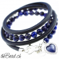 Preview: kyanit lapislazuli herz Lederarmband mit Venusblumen Anhänger theBead