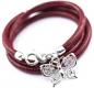 Preview: rotes Damen Lederarmband Schmetterlings Anhaenger theBead