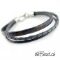 Preview: Dunkelblaues Herren Lederarmband mit Edelstahl Verschluss theBead