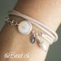 Preview: Wickelarmband aus Nappaleder in Türkis und Gold theBead