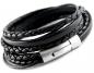 Preview: black braided leather bracelet for men