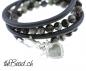 Preview: braunes perlenarmband mit smoky quarz herz Lederarmband mit Venusblumen Anhänger theBead