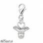Preview: silber Charm mit engelsflügel & perle