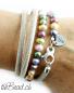 Preview: Nappaleder Damen Armband mit bunten perlen theBead