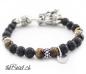 Preview: Herrenschmuck Löwen armband mit  Tigeraugen und lava  aus 925 Sterling Silber the Bead