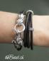 Preview: Armband 925 Sterling Silber und Nappa Leder in Grau geprägter schmuck theBead