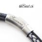 Mobile Preview: Edelstahl Lederband Verschluss gravur