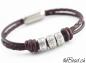 Preview: thebead Edelstahl Herrenarmband mit geflochtenem Leder theBead