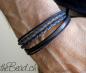 Preview: Dunkelblaues Herren Lederarmband mit Edelstahl Verschluss the Bead