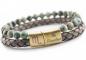 Preview: grau taupe  lederarmband mit magnetverschluss gravur
