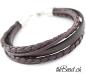 Preview: dunkelbraunes ONE SIZE Herren Lederarmband in blau mit Gravur the Bead