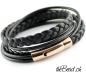 Preview: schwarzes Lederarmband und wickelarmband in schwarz aus nappaleder für damen und herren mit gravur und rosegold farbenem Verschluss sowie verschluss gravur und graviert von thebead eine tolle geschenkidee