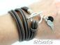 Preview: Echtleder Wickelarmband mit 925 Sterling Silber Anhaenger und Knebelverschluss theBead