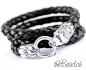 Preview: lederarmband schwarz geflochten loewe 925 Sterling Silber herrenarmband the Bead the bead