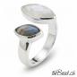 Preview: Silber Fingerring mit  mondstein edelsteinen und grünem amethyst sowie bergkristall