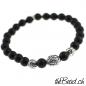 Preview: matte finish beads in black bracelet with silver beads adjustable