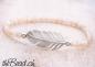 Preview: 925 Sterling silver feather bracelet with crystal pearls rosegold