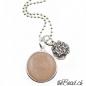 Preview: silber halskette mit orangem Mondstein und blume des lebens