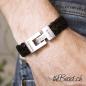 Preview: lederarmband mit edelstahl gravur verschluss