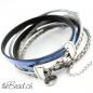 Preview: leather bracelet shamballa pearl silver petrol