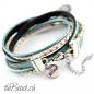 Preview: leather bracelet shamballa pearl silver petrol
