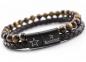 Preview: Herren Symbolarmband Traver Leder Edelstahl Tigeraugen dunkelbraunes Herren lederarmband mit magnetverschluss gravur