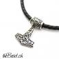 Preview: thor hammer necklace made of  leather and adjustable cord
