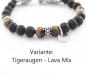 Preview: armband mit tigeraugen und lavaperlen