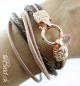 Preview: Tolles Damen Lederarmband 925 Silber rose gold vergoldet theBead