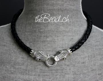 Snakes braided leather necklace