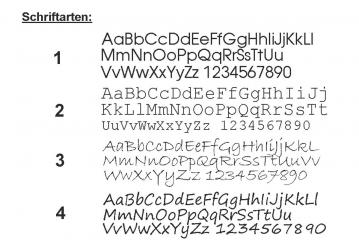 Preview: Tolles Lederarmband Vintage Style mit Gravur Anhänger, 925 Silber Preview: Schriftarten Auswahl von thebead Gravur onlineshop aus der schweiz