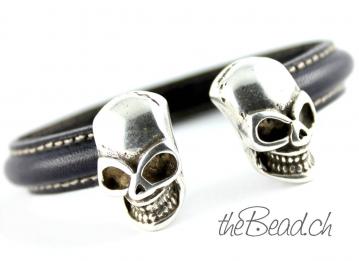 Leather bangle SKULL I