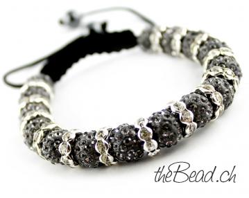 Glitzerperlen Armband in dunkelgrau theBead