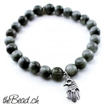 Eagle Eye bracelet with eagle head silver pendant