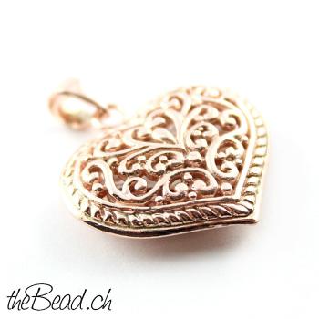 Herz Anhänger aus 925 Sterling Silber aus 925 Silber vom schweizer Onlineshop theBead rosegold plated