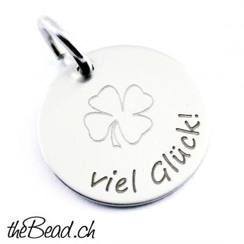 Kleeblat pendant made of stainless steel with your personal engraving