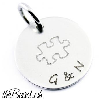 puzzle pendant made of stainless steel with your personal engraving