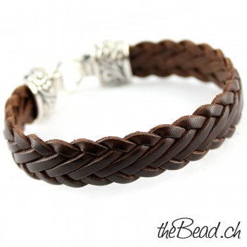 Geflochtenes Herren Lederarmband in dunkelbraun the Bead